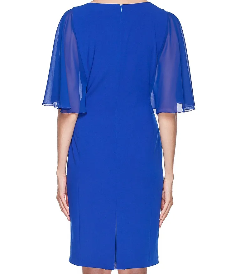 kobaltowa sukienka z szyfonowymi rękawami Vito Vergelis