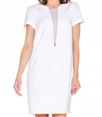 Biała sukienka z ozdobną wstawką marki Vito Vergelis