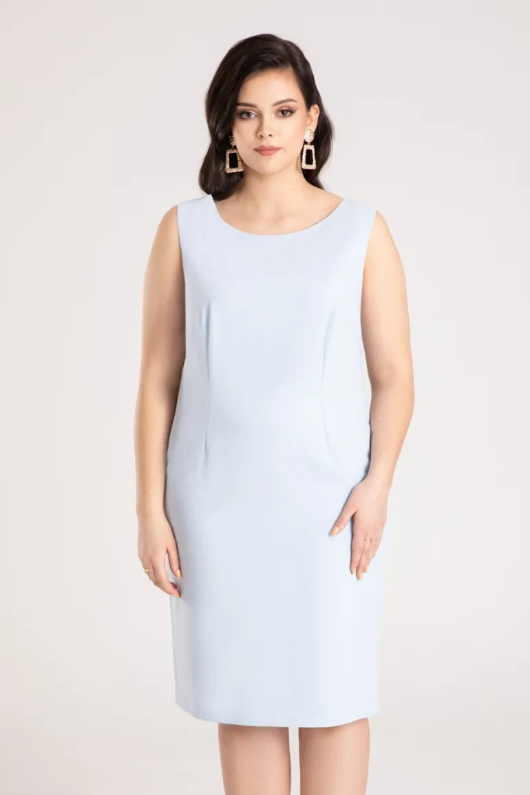 błękitna sukienka ołówkowa bez rękawków sukienka tuba polska marka
