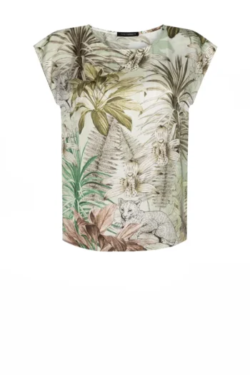 bluzka damska na lato dżungla kolorowe liście wiskoza polska marka Vito Vergelis
