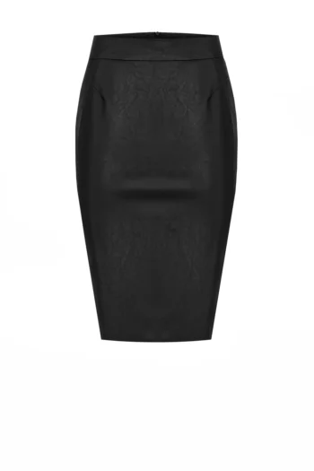 Czarna spódnica ze sztucznej skóry ołówkowa marki Vito Vergelis