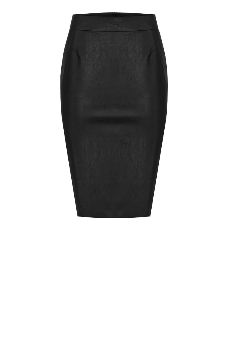 Czarna spódnica ze sztucznej skóry ołówkowa marki Vito Vergelis