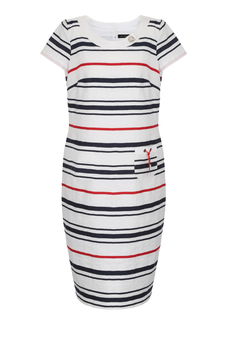 sukienka na lato z lnu w marynarskie paski marki Vitoo Vergelis