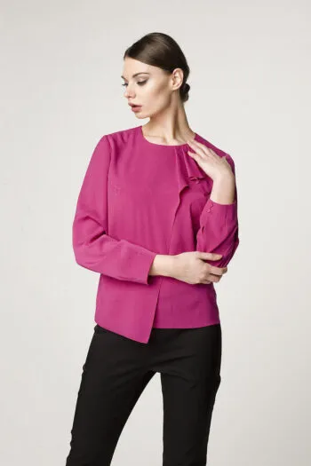 Elegancka bluzka wizytowa w kolorze fuksji polska marka Vito Vergelis różowa bluzka