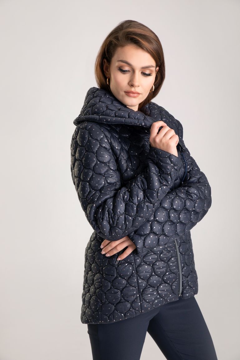 zimowa granatowa kurtka pikowana damska marki Vito Vergelis polska kurtka
