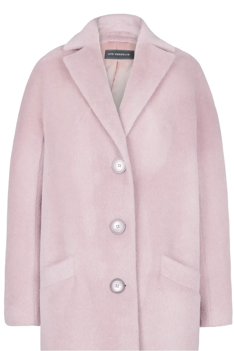 jasno rozowa kurtka z aplaki polskiej marki Vito Vergelis luksusowy płaszcz damski na zimę