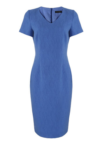 niebieska sukienka ołówkowa z krótkim rękawkiem marki Vito Vergelis