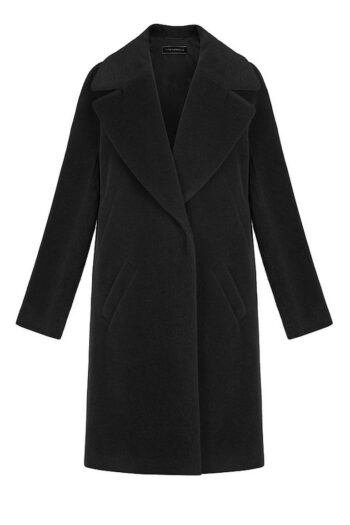 Czarny płaszcz z alpaki Vito Vergelis z dużymi klapami