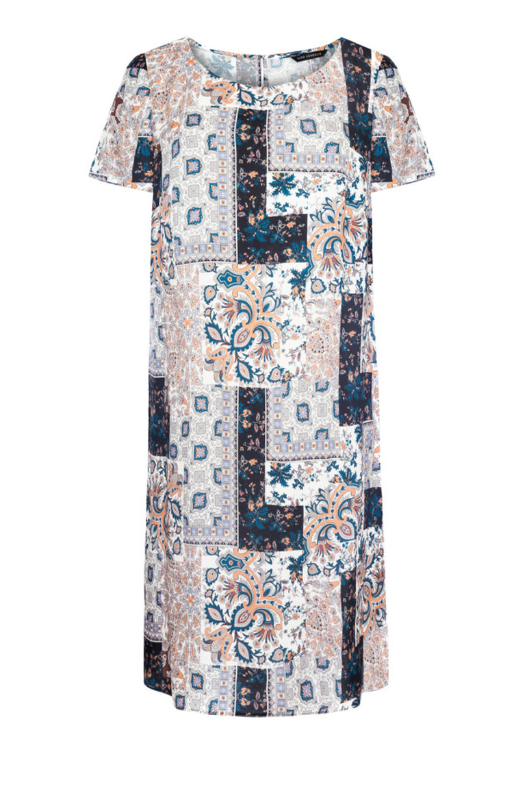 Letnia, klasyczna sukienka z wiskozy w nadruk mozaiki marki Vito Vergelis