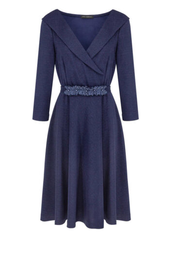 Rozkloszowana sukienka wizytowa w kolorze granatowym Vito Vergelis. Linia wizytowa