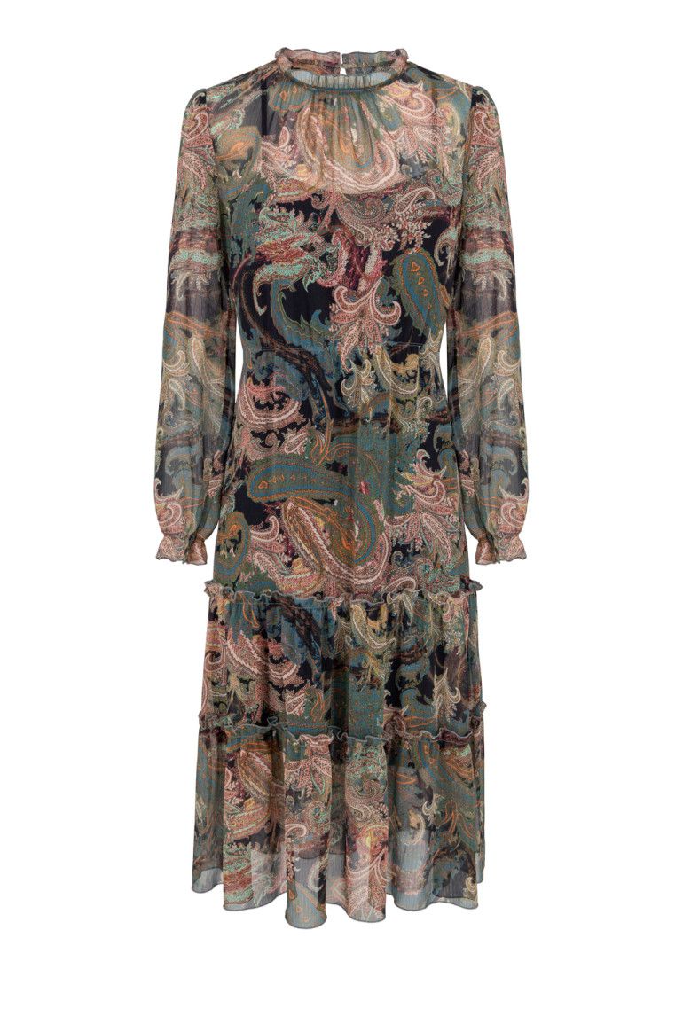 Wzorzysta sukienka midi - wizytowa sukienka z szyfonu w nadruk polskiej marki Vito Vergelis