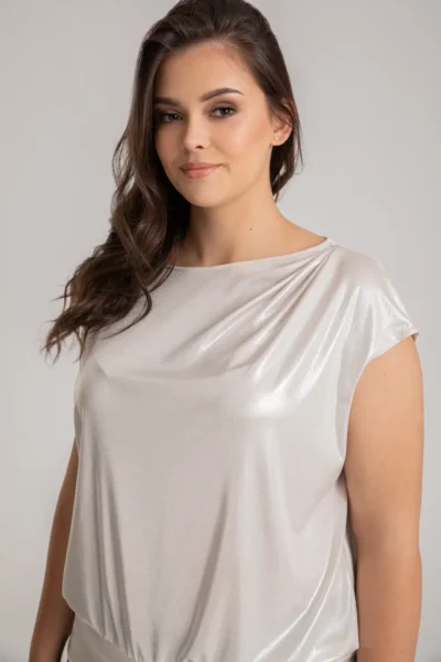 złota bluzka damska z lejącej dzianiny rozmiary plus size marki Vito Vergelis