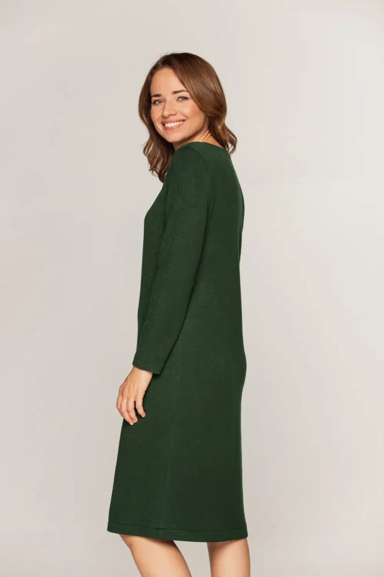 Zielona sukienka sweterkowa ołówkowa swetrowa dzianinowa