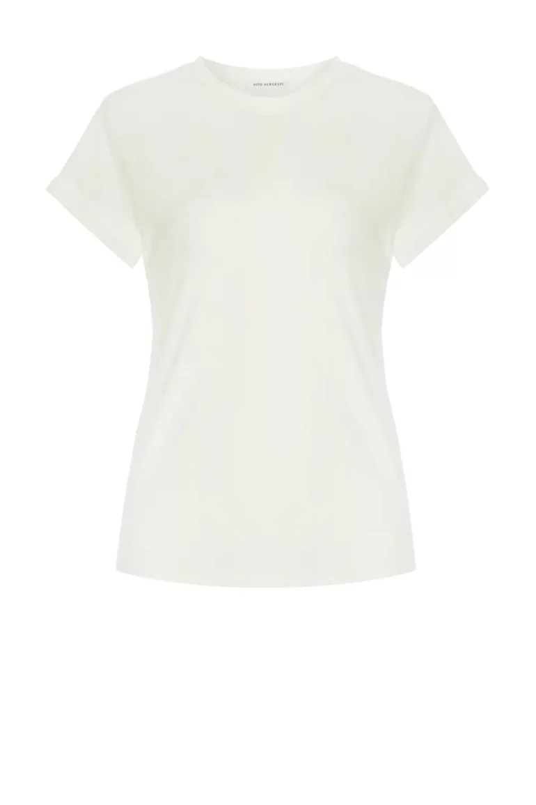 biała bluzka damska dresowy T-shirt micromodal polska marka Vito Vergelis