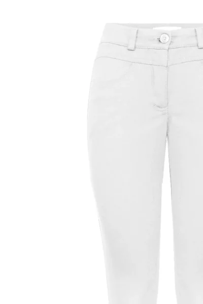 Białe spodnie damskie denim z bawełną