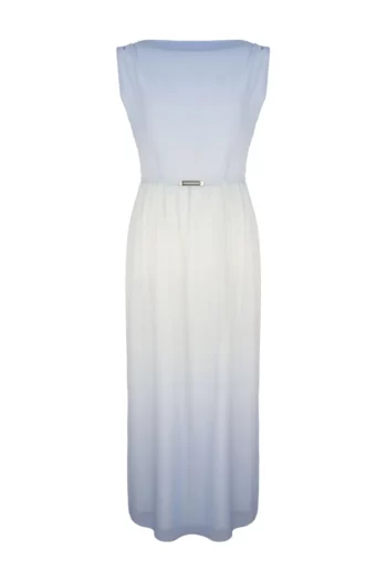Kolekcja wizytowa. Długa sukienka z szyfonu marki Vito Vergelis. Błękitna cieniowana sukienka maksi polska marka Vito Vergelis