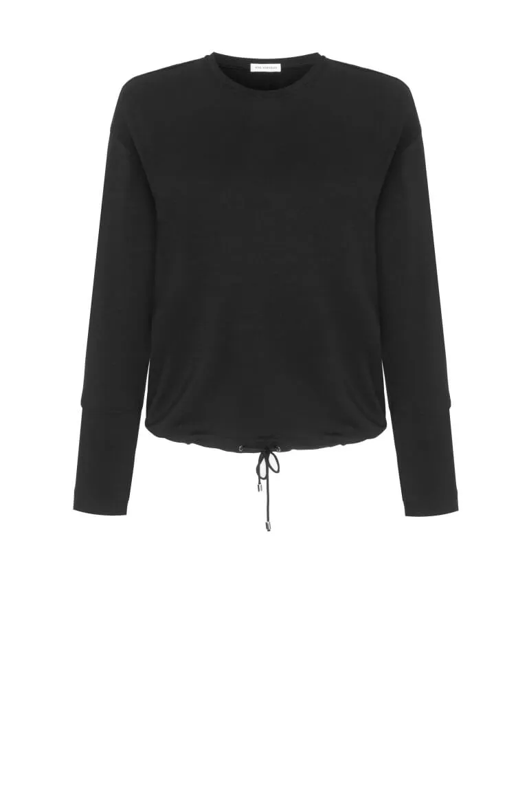 Czarna bluza damska micromodal długi rękaw polska marka Vito Vergelis