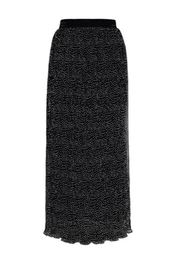 długa spódnica plisowana czarna w groszki z szyfonu polska produkcja Vito Vergelis spódnica maxi