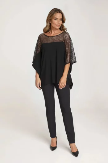 Czarna tunika wizytowa duże rozmiary polska marka Vito Vergelis