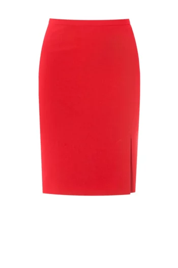 Czerwona spódnica ołówkowa z rozporkiem polska marka Vito Vergelis
