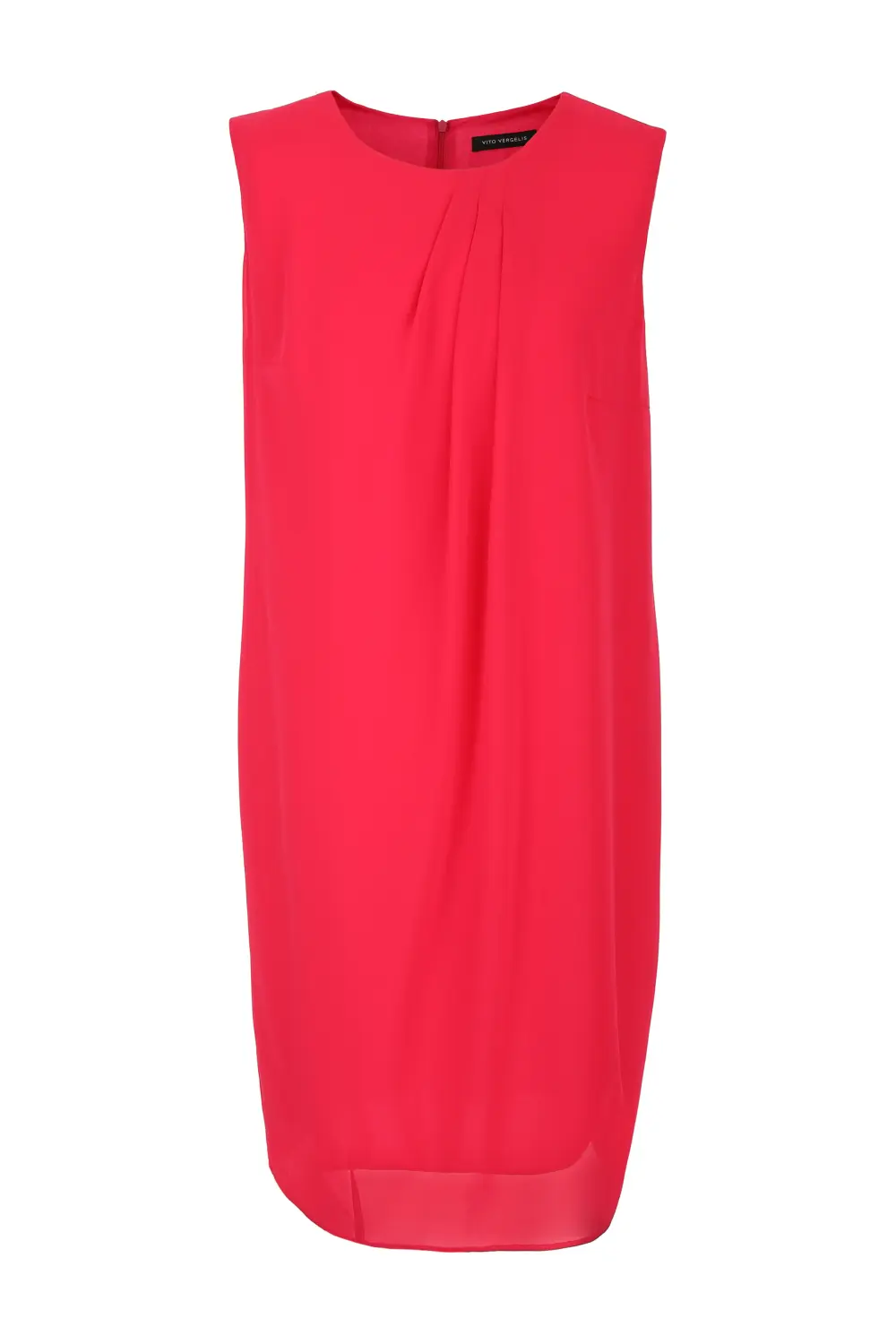 Czerwona sukienka szyfonowa bez rękawów - Kolekcja wizytowa. Sukienka plus size Vito Vergelis.