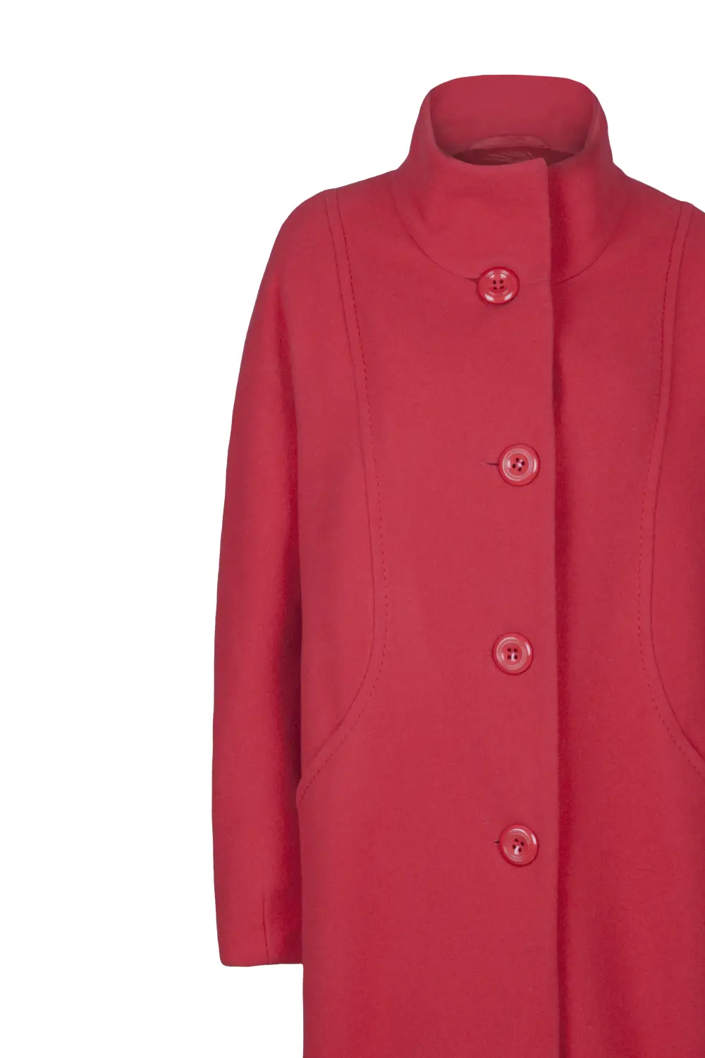 wełniana kurtka damska ze stójką w kolorze czerwonym polskiego producenta Vito Vergelis