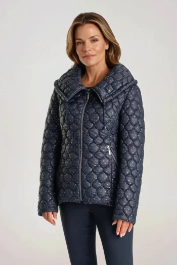 granatowa zimowa kurtka pikowana damska puchowa kurtka polska marki Vito Vergelis