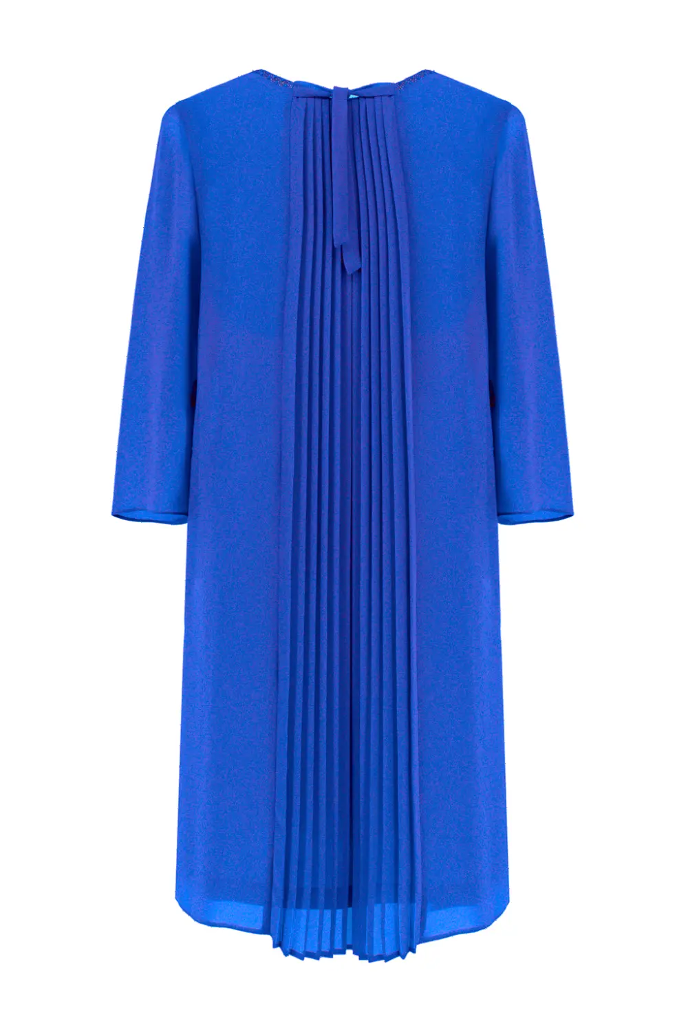 Wizytowa sukienka szyfonowa z plisowaniem kobaltowa ekskluzywna sukienka na wesele polska marka Vito Vergelis