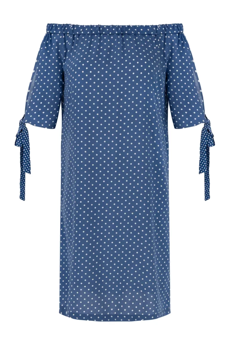Niebieska sukienka w kropki z wiskozy. Sukienka hiszpanka polskiej marki Vito Vergelis