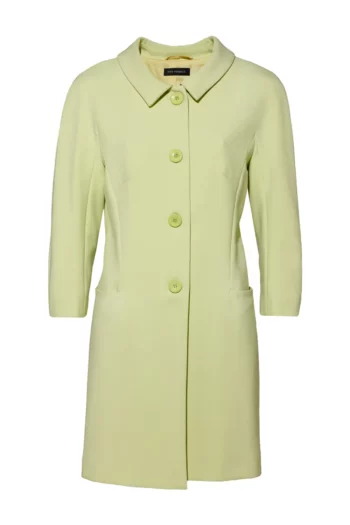 zielony płaszcz na guziki wiosenny z kołnierzykiem płaszcz damski przejściowy marki Vito Vergelis