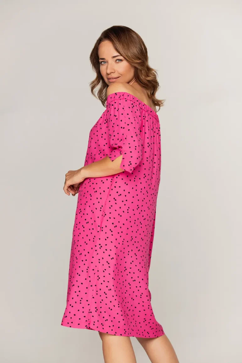 letnia sukienka wiskozowa różowa wiskoza 100% polska marka