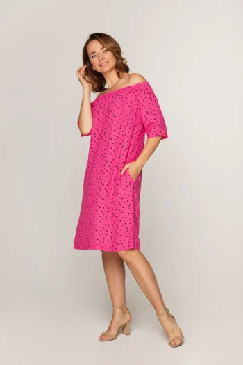 różowa sukienka hiszpanka wiskoza 100% polska marka Vito Vergelis