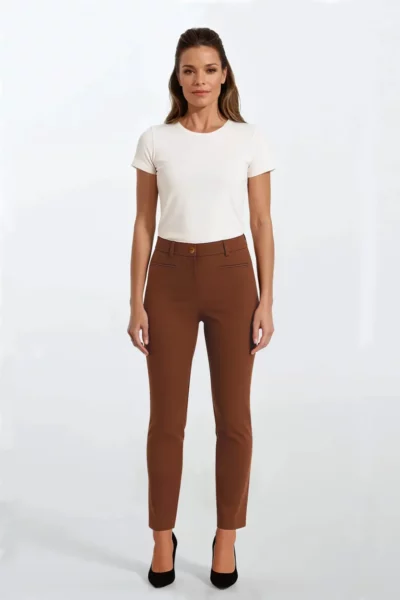 Spodnie damskie z elastanem camel