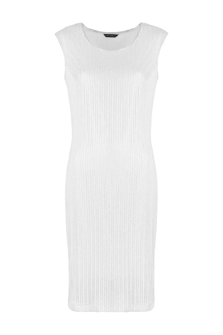 Sukienka ze srebrnej siateczki biała z połyskiem marki Vito Vergelis