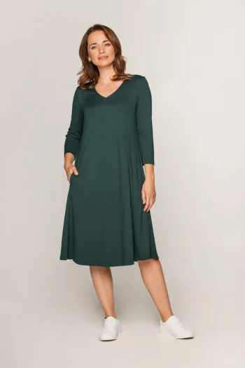 Sukienka trapezowa zielona dzianinowa polska marka duże rozmiary plus size xxl