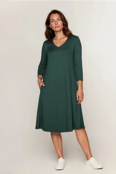 Sukienka trapezowa zielona dzianinowa polska marka duże rozmiary plus size xxl