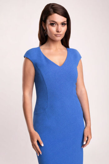 sukienka ołówkowa niebieska bez rękawków polska marka Vito Vergelis