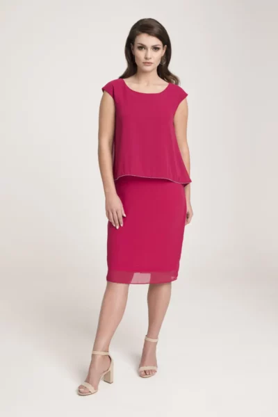 Sukienka wizytowa szyfonowa czerwona polska marka Vito Vergelis
