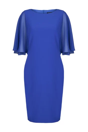Kobaltowa sukienka z szyfonowymi rękawami Vito Vergelis