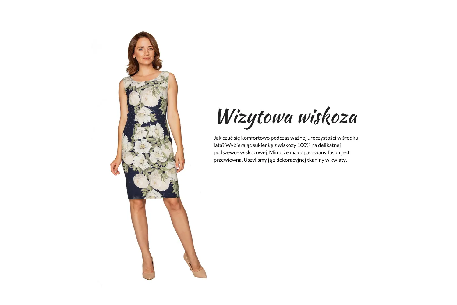 Sukienki z wiskozy na lato przegląd - wizytowa sukienka w kwiaty z wiskozy 100%