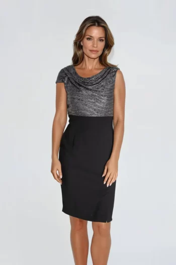 Linia wizytowa. Czarna sukienka ze srebrną górą Vito Vergelis