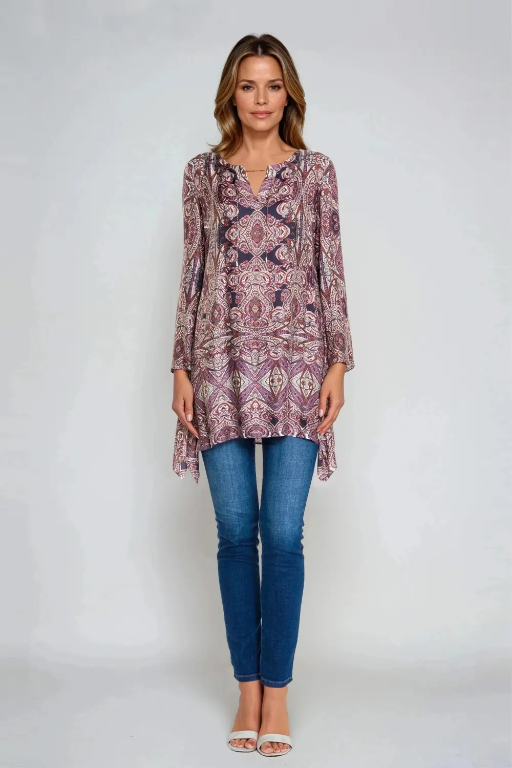 wzorzysta tunika z wiskozy i jedwabiu Vito Vergelis 6641 (1) tunika z orientalnym wzorem boho marki Vito Vergelis