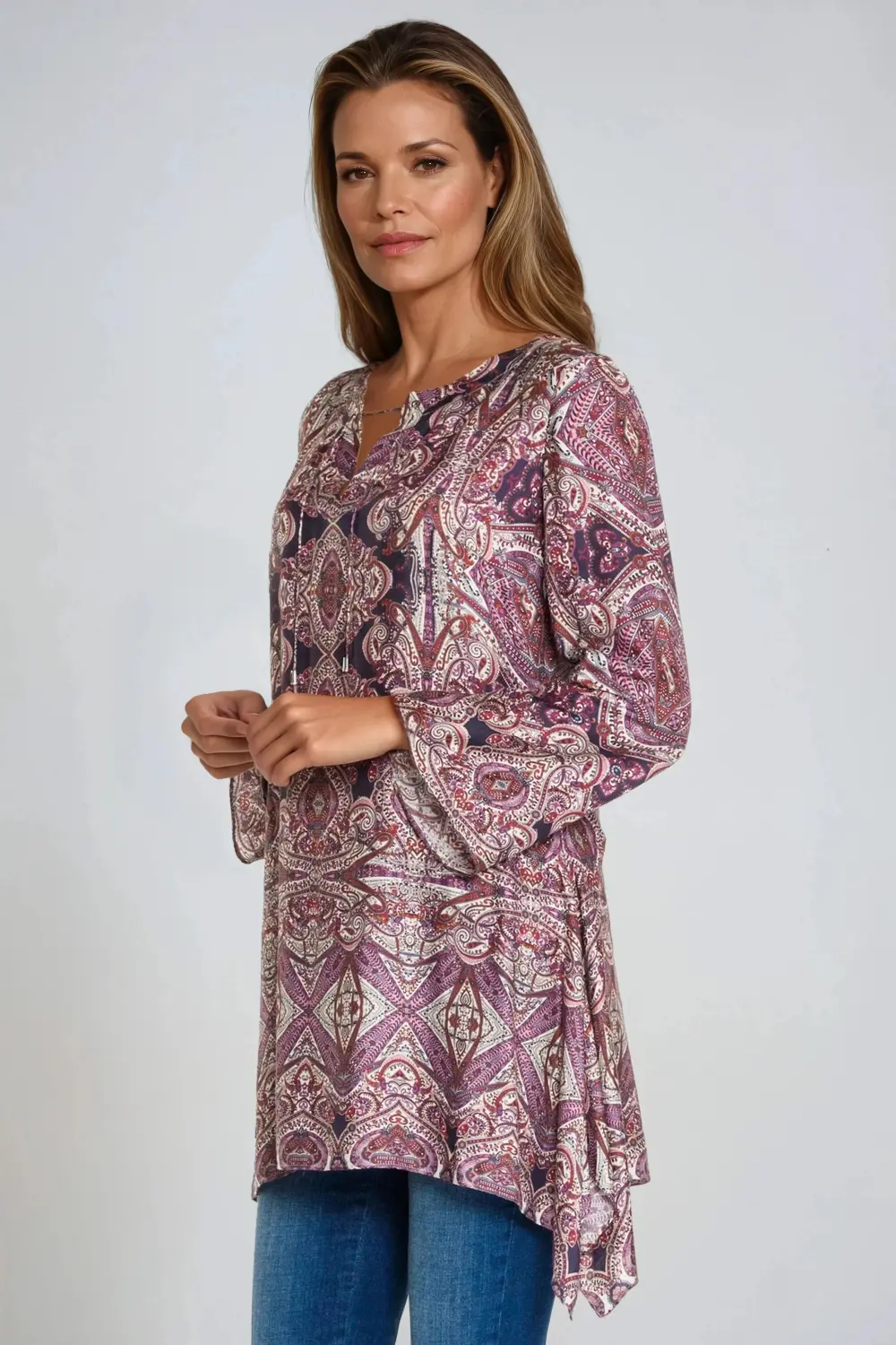 wzorzysta tunika z wiskozy i jedwabiu Vito Vergelis 6641 (2) wzorzysta tunika z wiskozy i jedwabiu polska marka Vito Vergelis