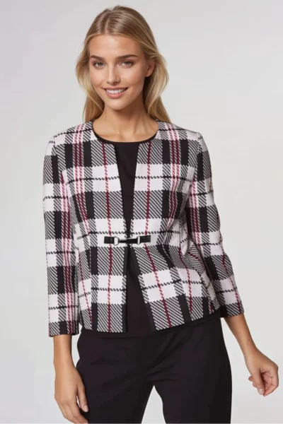 Żakiet w kratę pudełkowy krótki kratka tartan polska marka Vito Vergelis