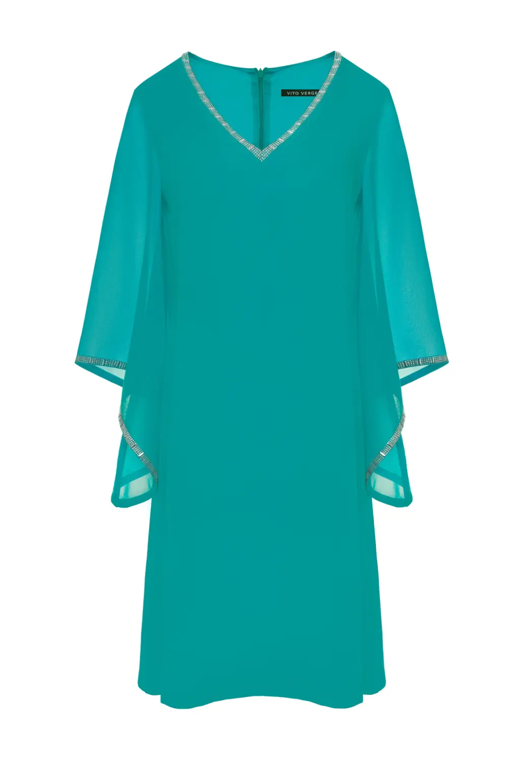 Kolekcja wizytowa. Zielona sukienka z szyfonu na duże rozmiary marki Vito Vergelis