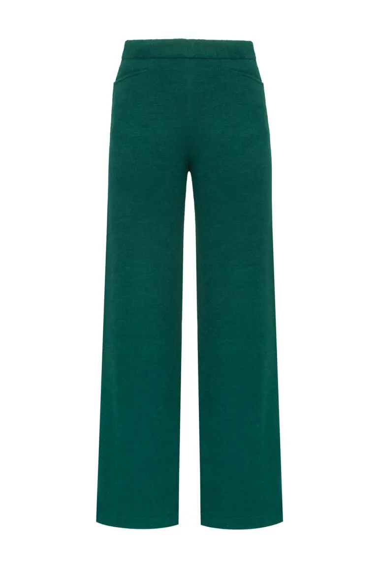 zielone spodnie damskie szerokie nogawki z dzianiny swetrowej polska marka Vito Vergelis sweterkowe